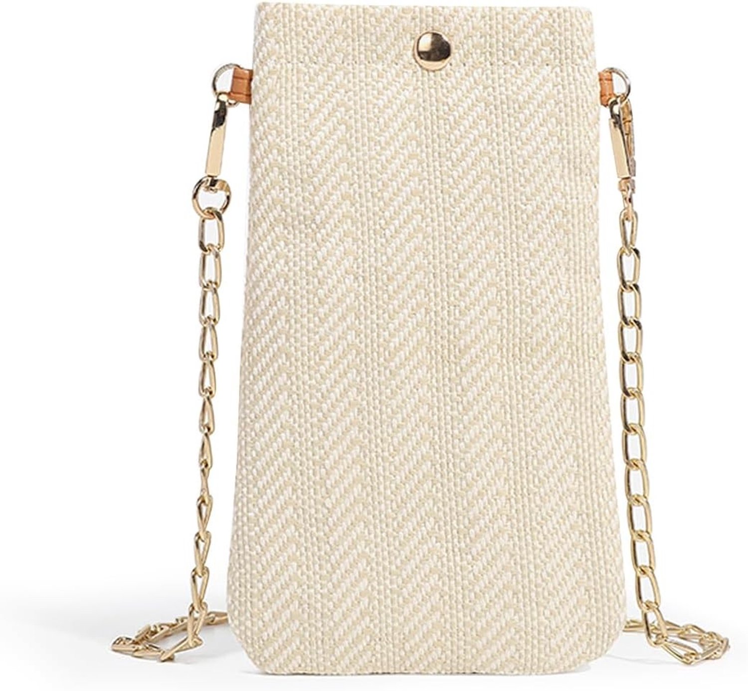 Kleine Schoudertas voor Vrouwen, Handgeweven Stro Tas voor Mobiele Telefoon, Ideaal voor Zomer en Strand met Verstelbare Schouderband