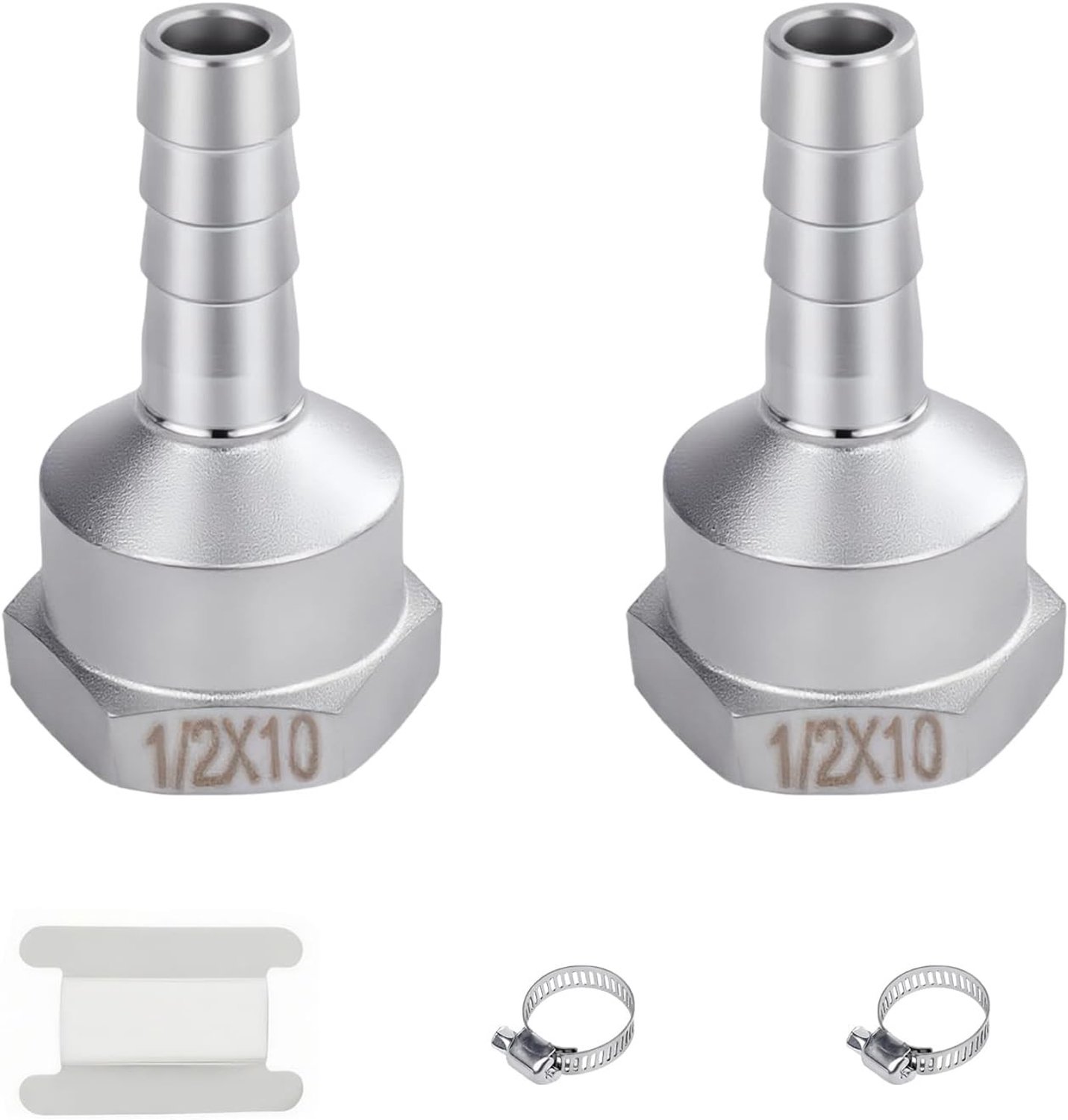 2 Stuks RVS Slangdoorvoer met Vrouwelijke Draad, Verbinder voor Slangen en Buizen, Geschikt voor Diverse Aansluitingen (1/2"IGx10mm)