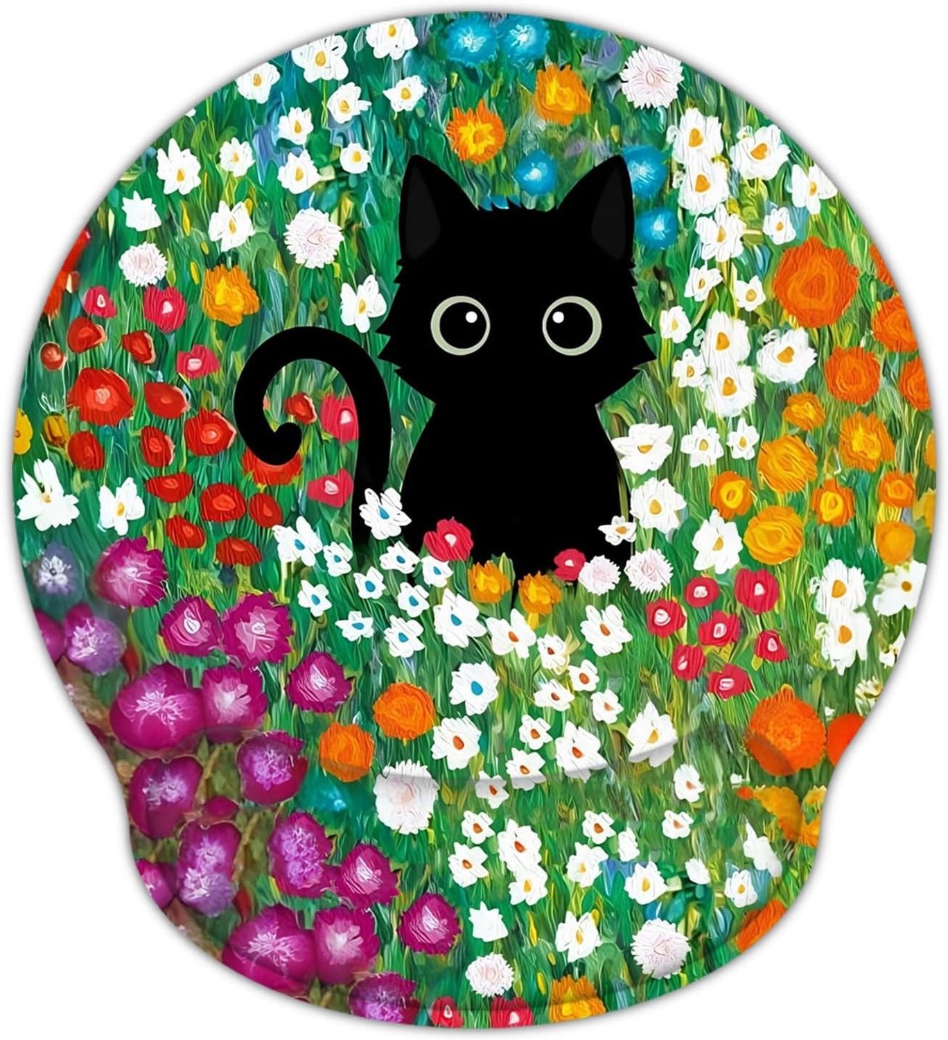 Ergonomische Muismat met Gelkussen en Handsteun - Comfortabele Muismat met Kattenbloemen Design