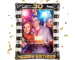 RCIDOS 30th Birthday Decoration Photo Props, Party Photo Props Inflatable Photo Frame, Black Gold Happy Birthday Photo - ShopVlot