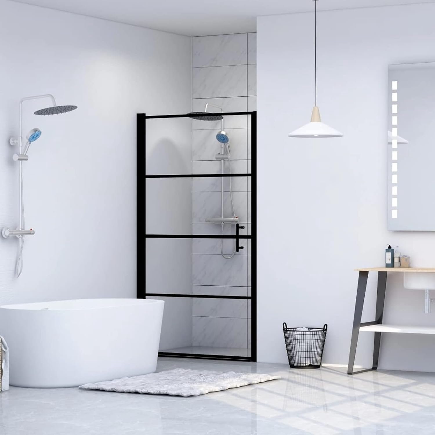 Leepesx Douchedeur van gehard glas, 81 x 195 cm, zwart, douchedeur, douchecabine