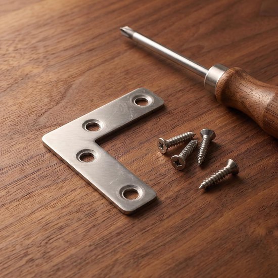 100 Stuks Roestvrijstalen Hoekversterking Meubelsteun Metalen Bevestigingsplaat voor Deur Stoel — afbeelding 3