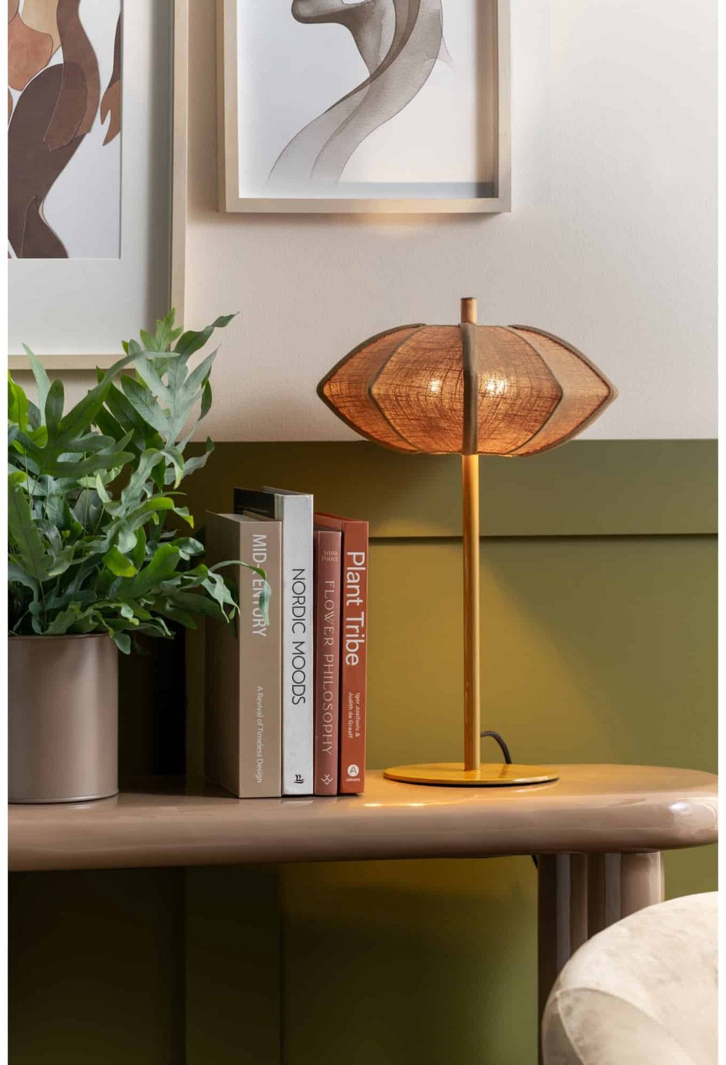 Leitmotiv Tafellamp Paris Disc - Donker kaki - 34x34x49cm - Scandinavisch