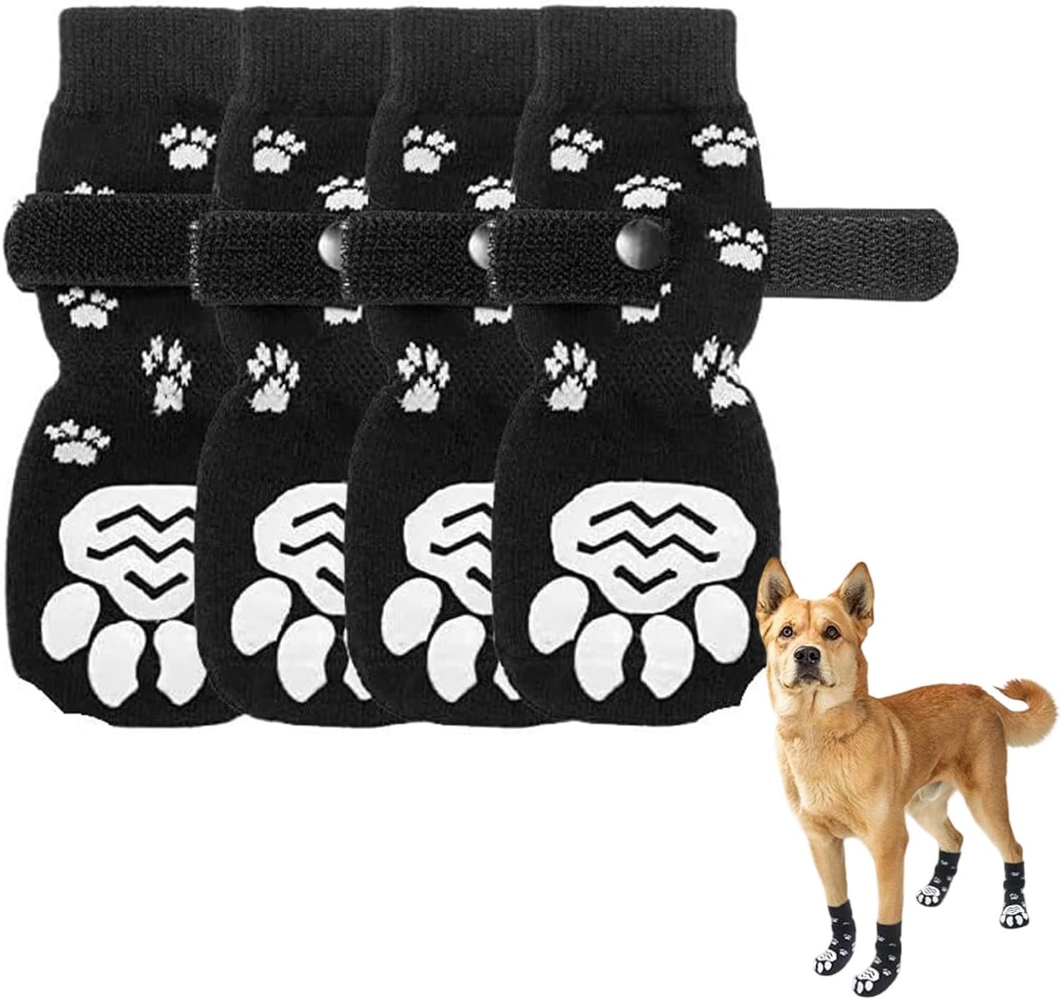 2 paar hondensokken, antislip met verstelbare riemen, pootbescherming hond voor binnen en buiten, hondenschoenen, zomer, hittebescherming en lekbescherming, antislipsokken voor middelgrote honden