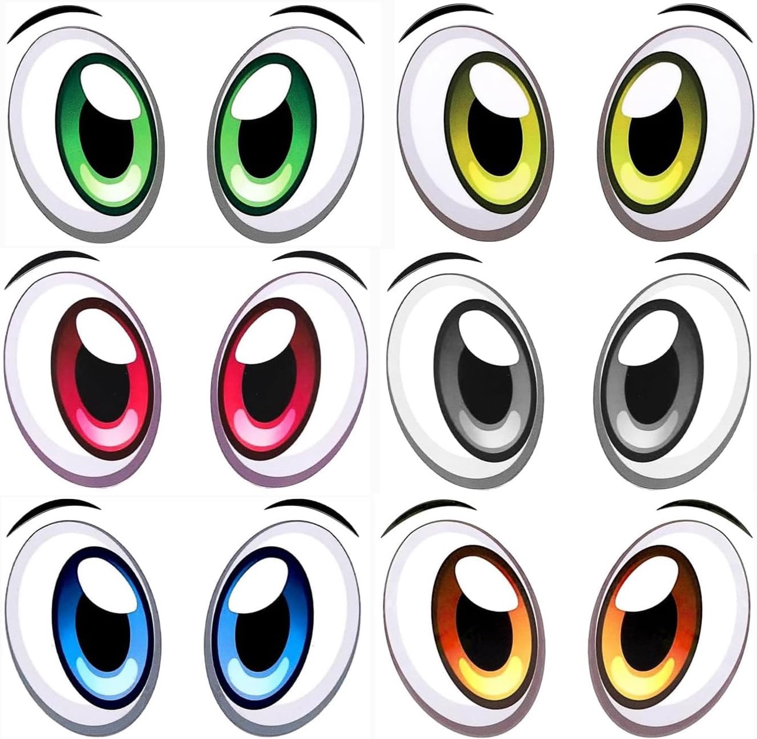 6 paar stickers met ogen, grappige stickers, zelfklevend, voor robotstofzuiger, robotmaaier, auto of stofzuiger, decoratief, grappig, weerbestendig