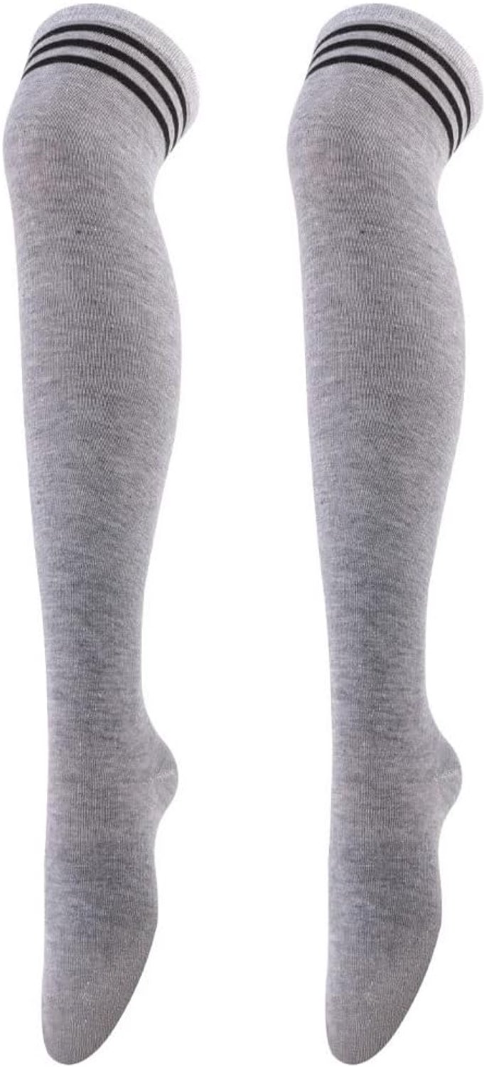1 paar overknee sokken hoge dijlaars kousen vrouwen kniekousen voor meisje cosplay, dagelijks gebruik, (grijs) S