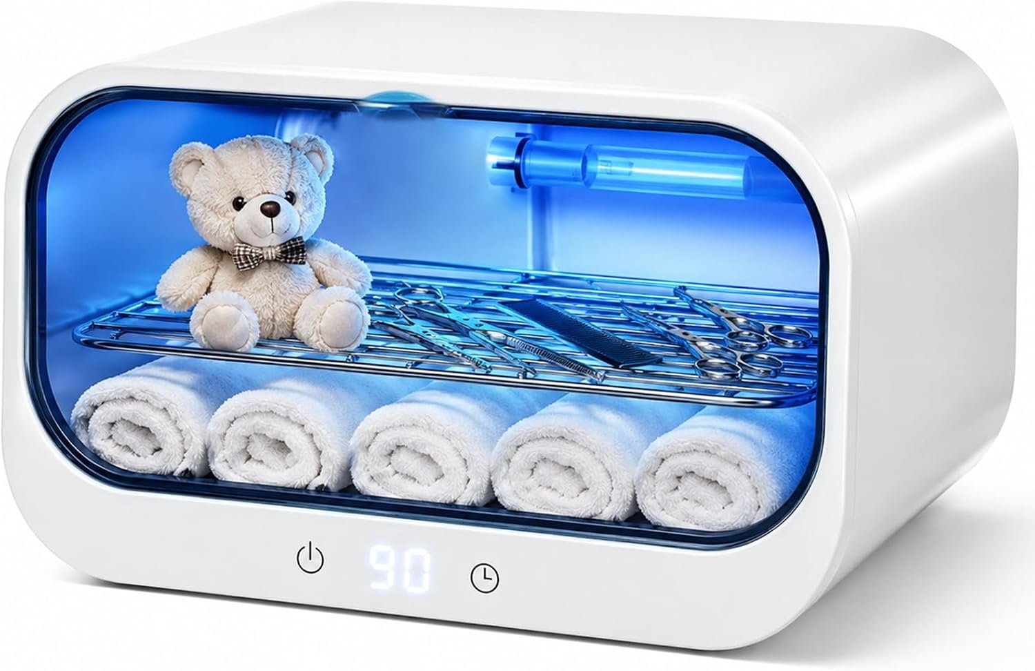 UV-sterilisator voor instrumenten, 12 liter, uv-desinfectieapparaat met spiegelbinnenkant, uitneembare metalen plank, draagbare sterilisator met timer en veiligheidsafdekking voor nagelgereedschap