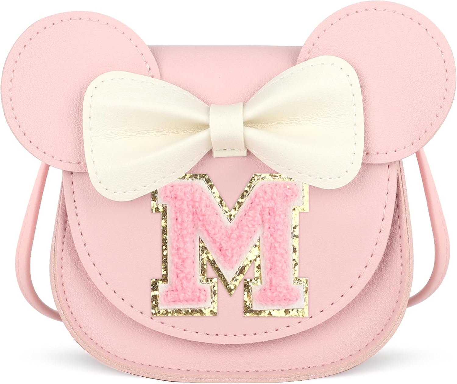 Handtas voor meisjes, crossbody-tas voor kinderen, muisoren, striktas, gepersonaliseerde handtas voor meisjes, perfect feestgeschenk en peutercadeau voor 2-8 jaar oud, roze