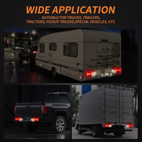 2 Stuks Aanhanger Achterlichten, IP65 12 V/24 V Superhelder Waterdicht Knipperlicht Remlicht Achteruitrijlicht Mistlamp Reflectielamp voor Aanhanger, Vrachtwagen, Caravan, Bus, Tractor — afbeelding 4