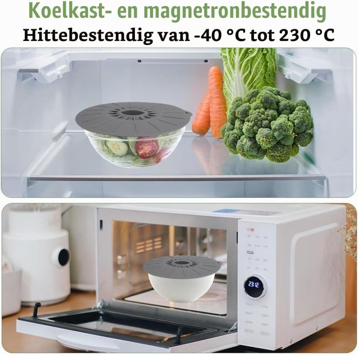 Siliconen deksels voor kommen - 5 stuks in verschillende maten, ideaal voor magnetron en vershoudfunctie