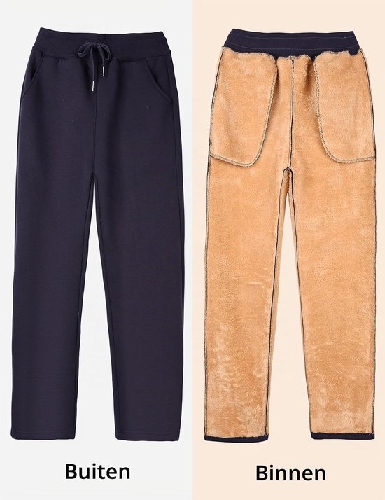Voqeen Joggingbroek voor dames, warm gevoerd, winter, thermische fleece, verdikte loopbroek, vrijetijdsbroek met trekkoord, sherpa-binnenvoering, comfortabele sweatbroek — afbeelding 4