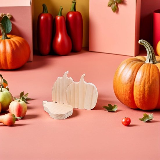 6 Stuks Delige Onbewerkte Houten Pompoenen voor Herfstdecoraties DIY Houten Ornamenten voor Thanksgiving Halloween Oogstfeesten voor Feestelijke — afbeelding 5