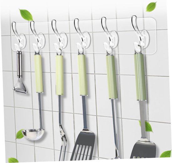 10 Stuks Muur gemonteerde opslag plakkerige haak hanger thuis rij haak schappen Thuis Haken organisatoren opslaggerei hangende haak hangende keuken organizer p.p Transparant — afbeelding 4