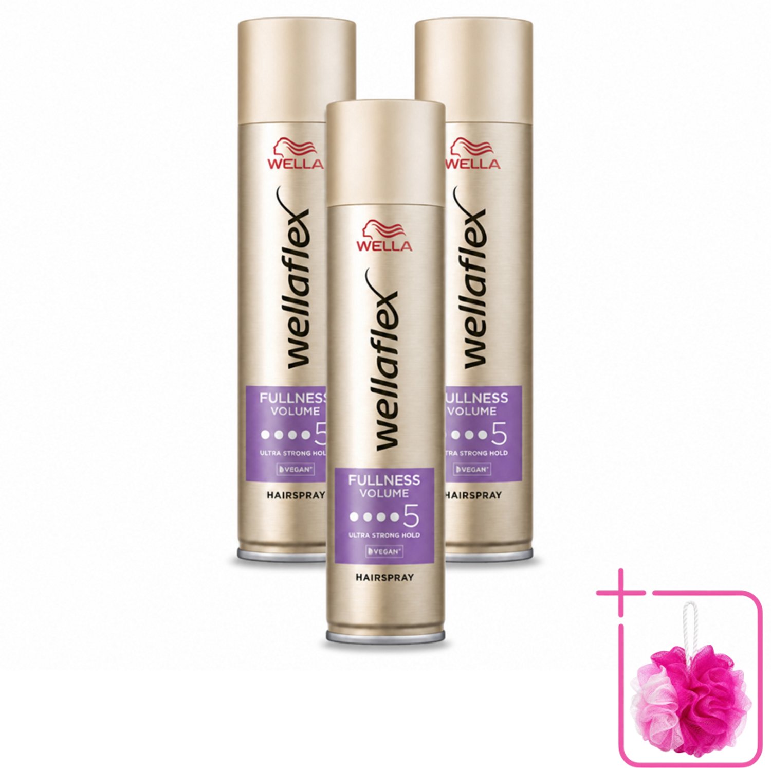 3 x Wella – Flex Fullness Volume Ultra Strong – Haarspray – 250 ml - Bulkverpakking - Haarspray - Douchemop - Volume