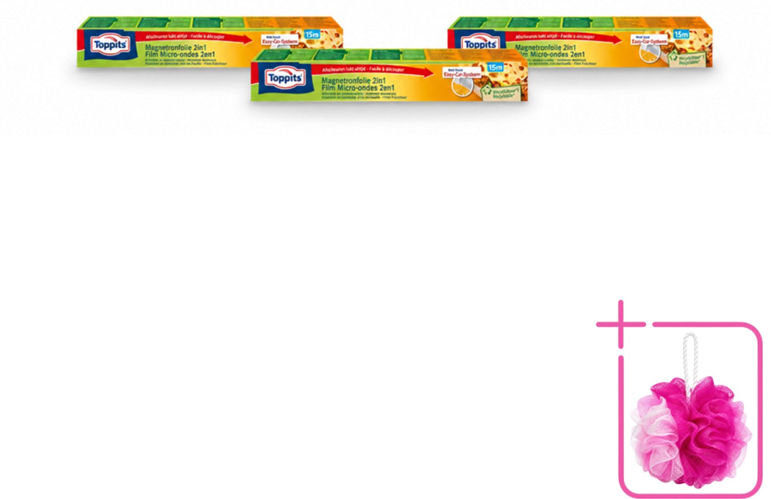 3 x Toppits – Magnetronfolie 2-in-1 – 15 m - Bulkverpakking - Magnetronfolie - Douchemop - Bewaren