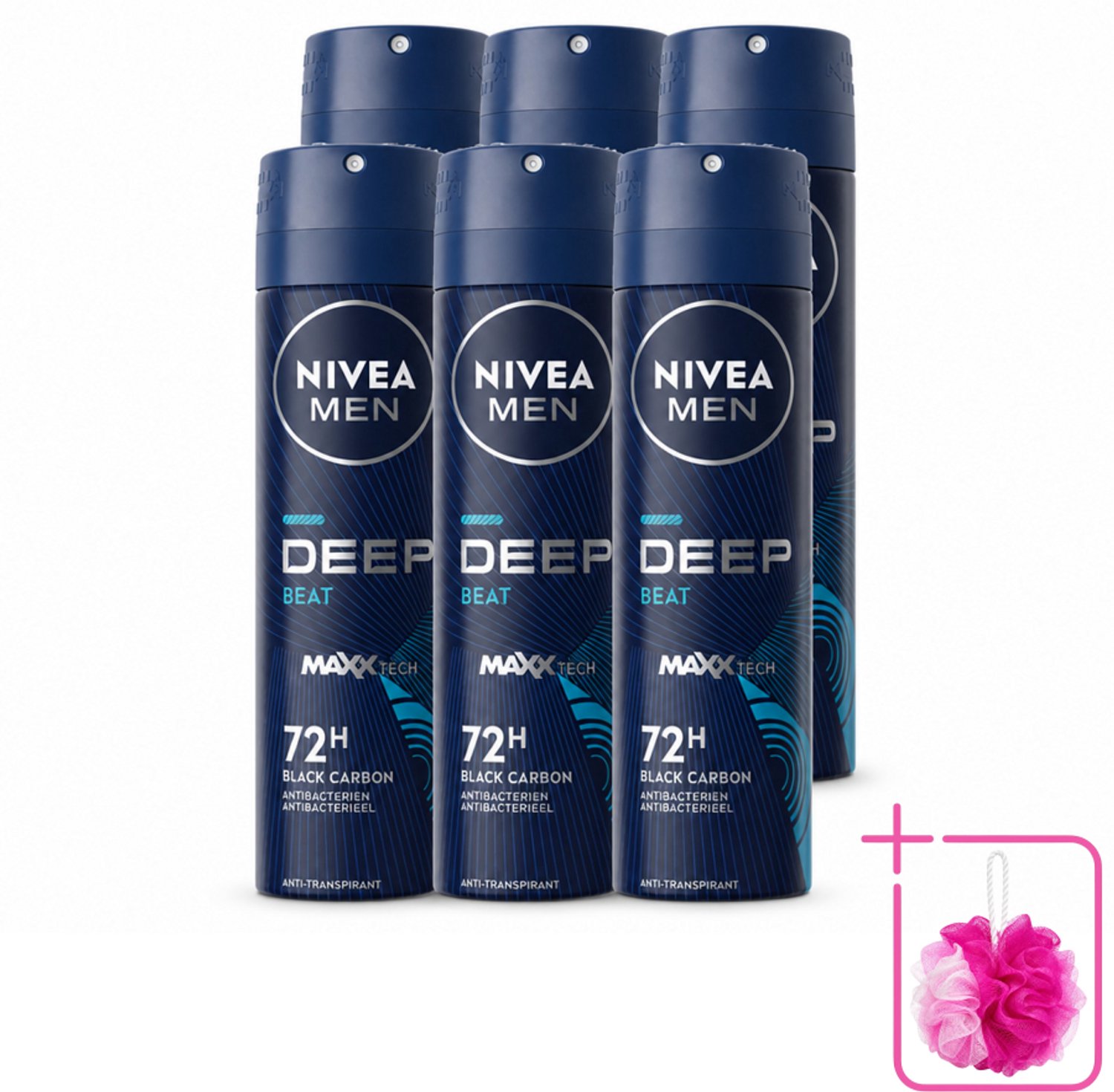 6 x NIVEA MEN - Deospray - Deep Beat - 150 ml - Bulkverpakking - Anti-transpirant spray - Zweetbehandeling