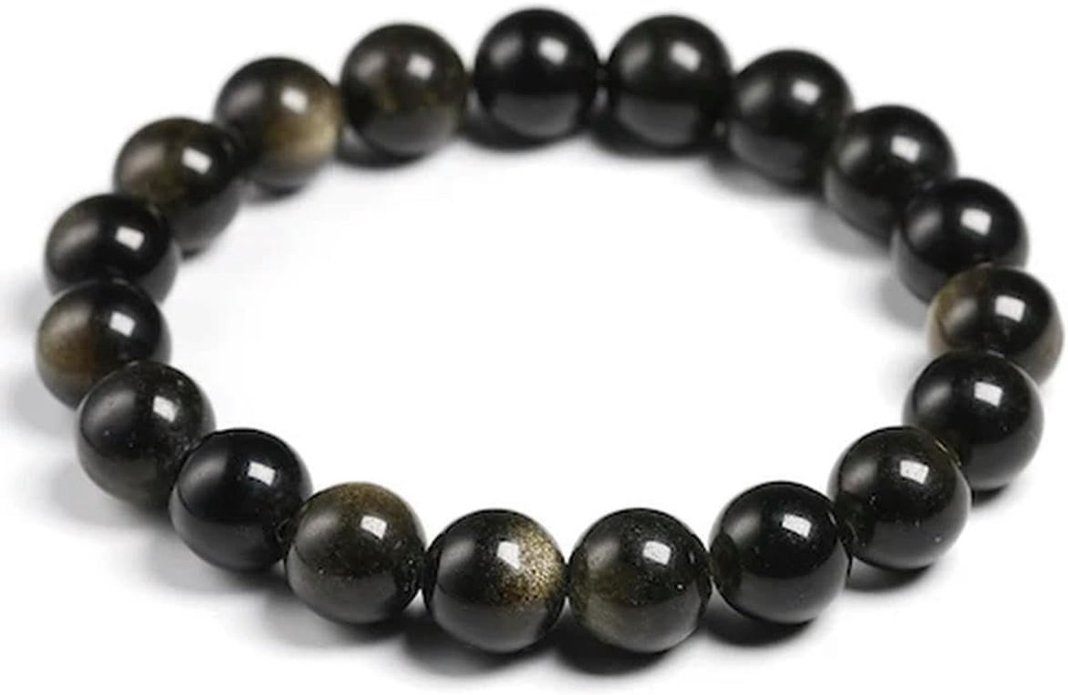 Armbanden 6 8 10 12mm Ronde Kralen Natuursteen Armband, 24cm 9.5inch, Steen Emaille Glas, Zirkonia Agaat obsidiaan