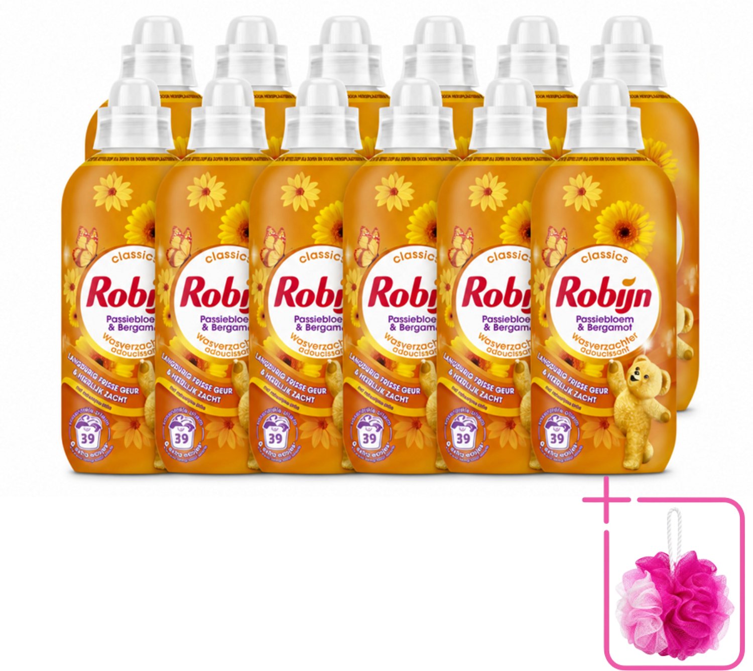 12 x Robijn – Wasverzachter – Passiebloem & Bergamot – 780 ml - Bulkverpakking - Wasverzachter - Douchemop - Wasverzachter passiebloem bergamot