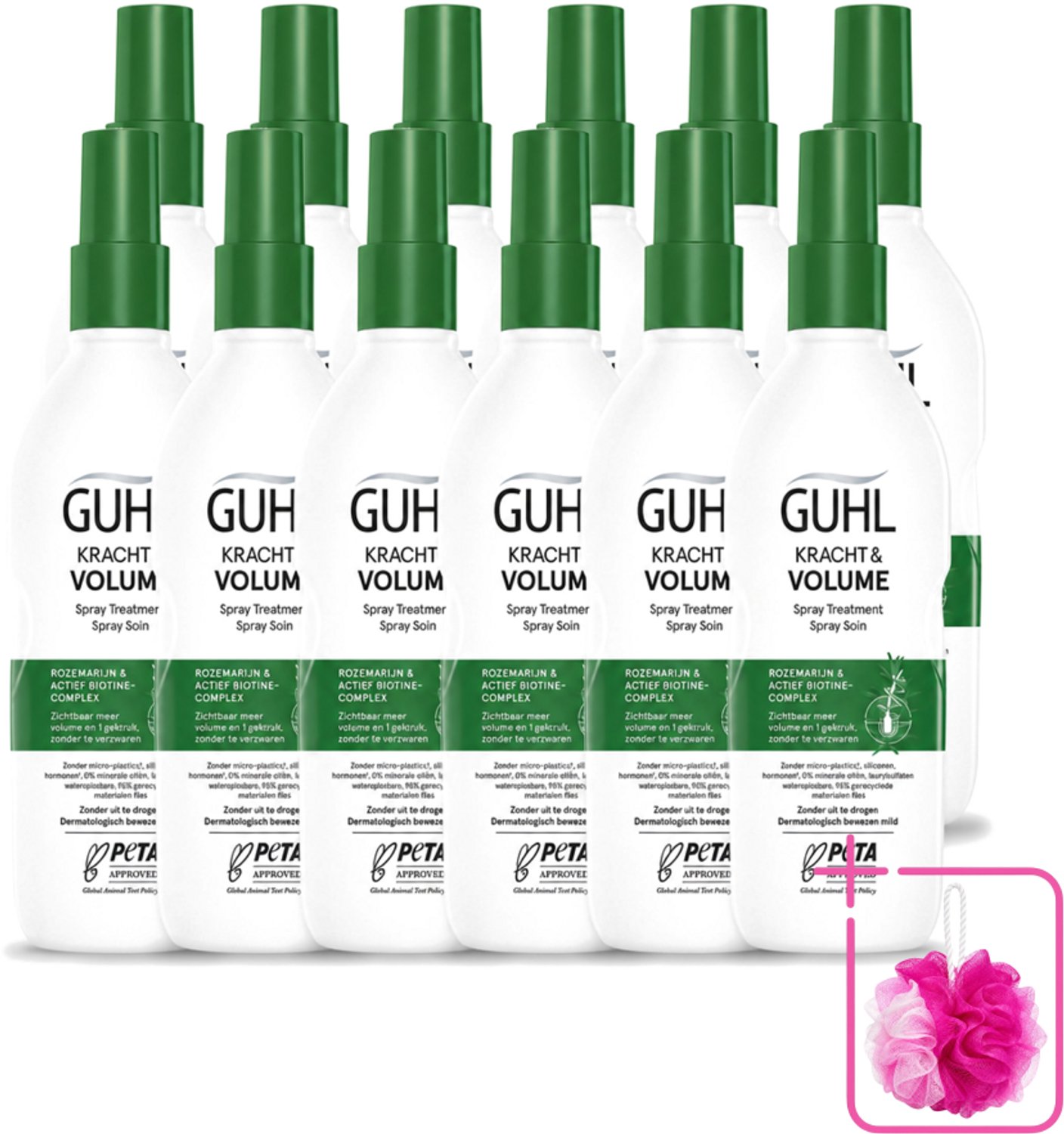12 x Guhl – Spray Treatment – Kracht & Volume – 150 ml - Bulkverpakking - Haarversterking - Douchemop - Volumeboost