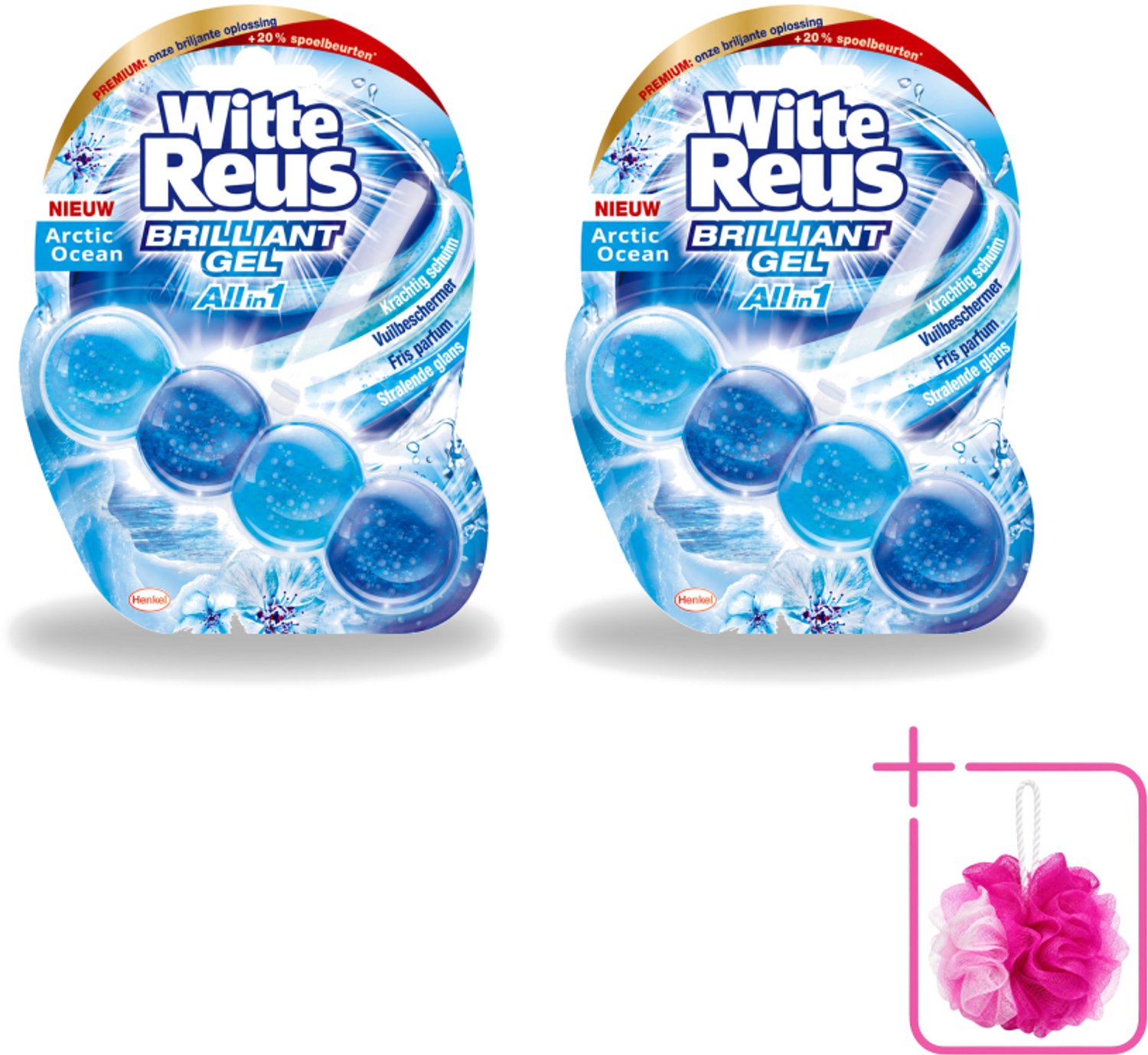 2 x Witte Reus - Brilliant Gel Toiletblok - Arctic Ocean - 1 Toiletblok - Bulkverpakking - Toilet reinigen - Douchemop - Reinigingsgel
