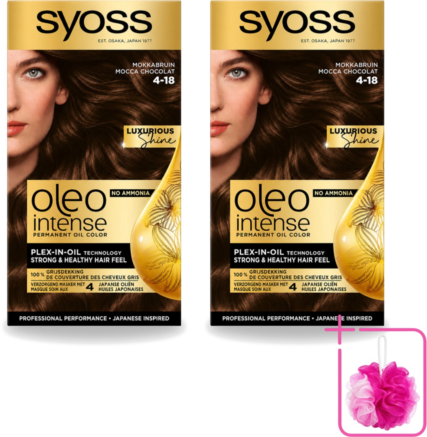 2 x SYOSS - Oleo Intense 4-18 - Haarverf - Permanente Haarkleuring - Mokkabruin - Langdurige Kleur - Bulkverpakking - Haarkleur - Douchemop - Haarkleuring