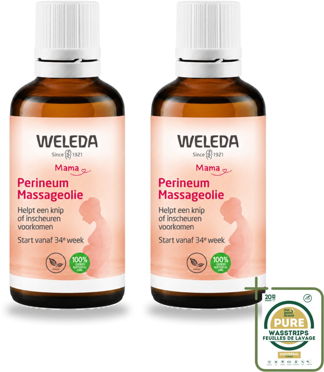 2 x WELEDA - Perineum massageolie - Mama & Baby - 50 ml - Wasstrips - Perineum Massageolie - Zwangerschap - Bevalling - Huidverzorging - Natuurlijke Olie