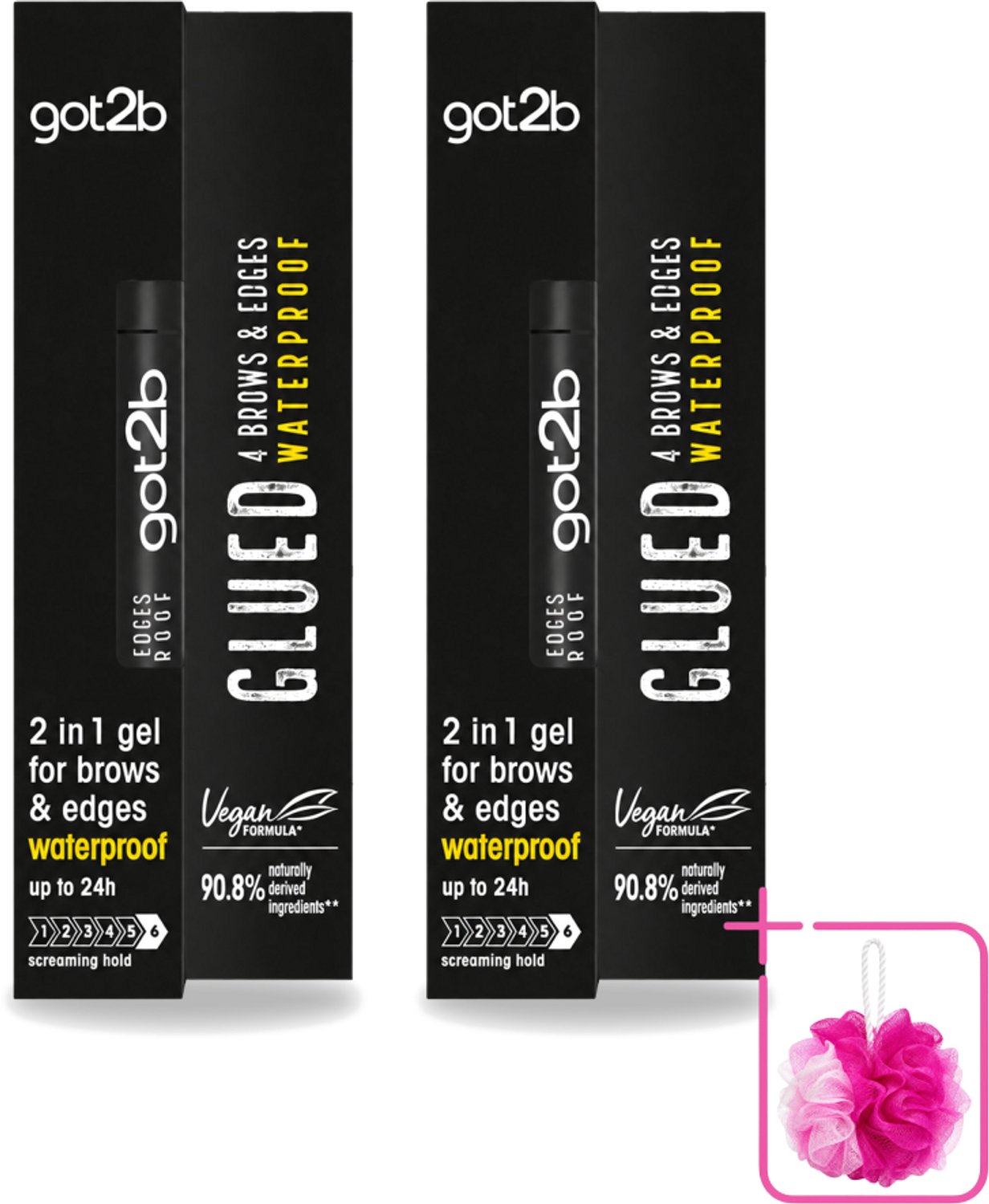 2 x Got2B - Wenkbrauwgel - 4 Brows & Edges Waterproof Transparant - 16 ml - Bulkverpakking - Wenkbrauwen stylen - Douchemop - Haarranden stylen