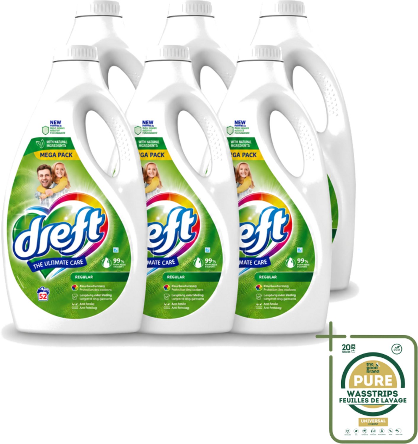 6 x Dreft – Regular – Vloeibaar Wasmiddel – 2,34 liter – 52 wasbeurten - Wasstrips - Vloeibaar Wasmiddel - Wasmiddel Voor Gekleurde Was - Geconcentreerd Wasmiddel - Wasmiddel Voor Witte Was - Wasmiddel Met Kleurbescherming