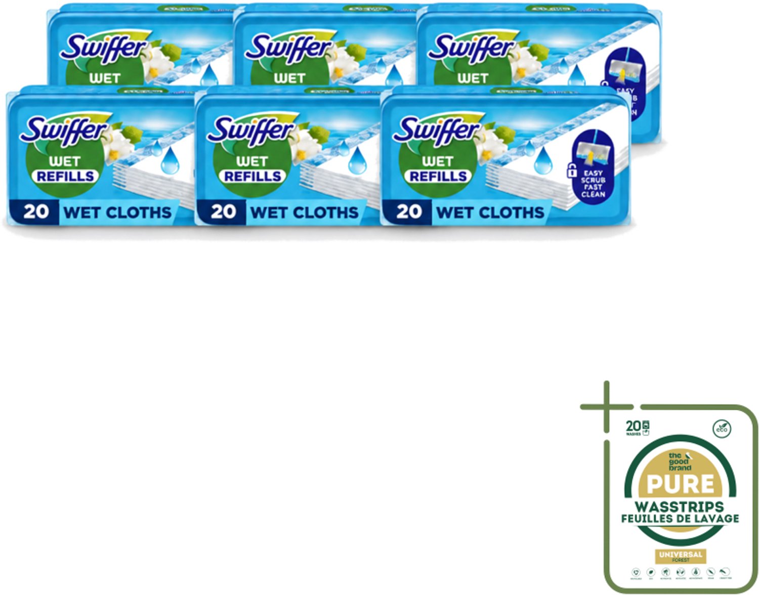 6 x Swiffer - Vloerdoekjes – Morning Fresh – 20 doekjes - Wasstrips - Vloerdoekjes - Schoonmaken - Vloerwissen - Vuil Oplossen - Schrobdoek