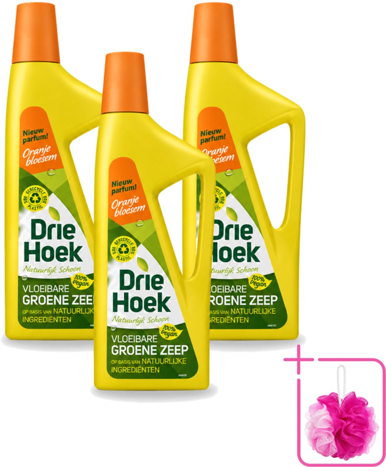 3 x Driehoek – Vloeibare Zeep – Oranjebloesem – 725 ml - Bulkverpakking - Schoonmaken - Douchemop - Natuurlijke zeep