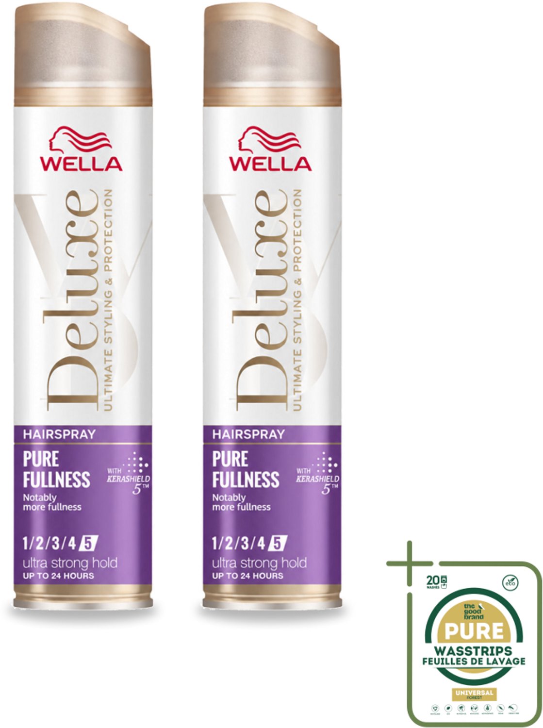 2 x Wella – Deluxe Pure Fullness – Haarspray – 250 ml - Wasstrips - Haarspray - Haar Fixatie - Volume Haar - Glanzend Haar - Anti-pluis