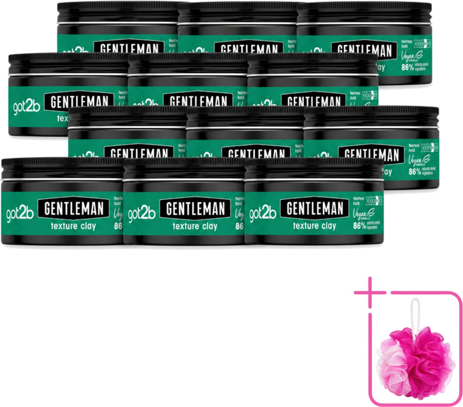12 x Got2B - Texture Clay - Gentleman - 100 ml - Bulkverpakking - Natuurlijke haarlook - Douchemop - Matte finish