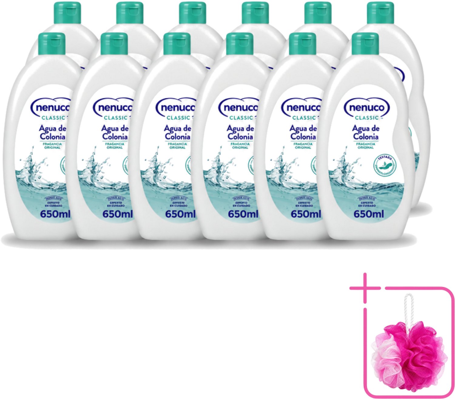 12 x Nenuco – Eau de Cologne – Klassiek – 650 ml - Bulkverpakking - Agua de Colonia - Douchemop - Kinderparfum