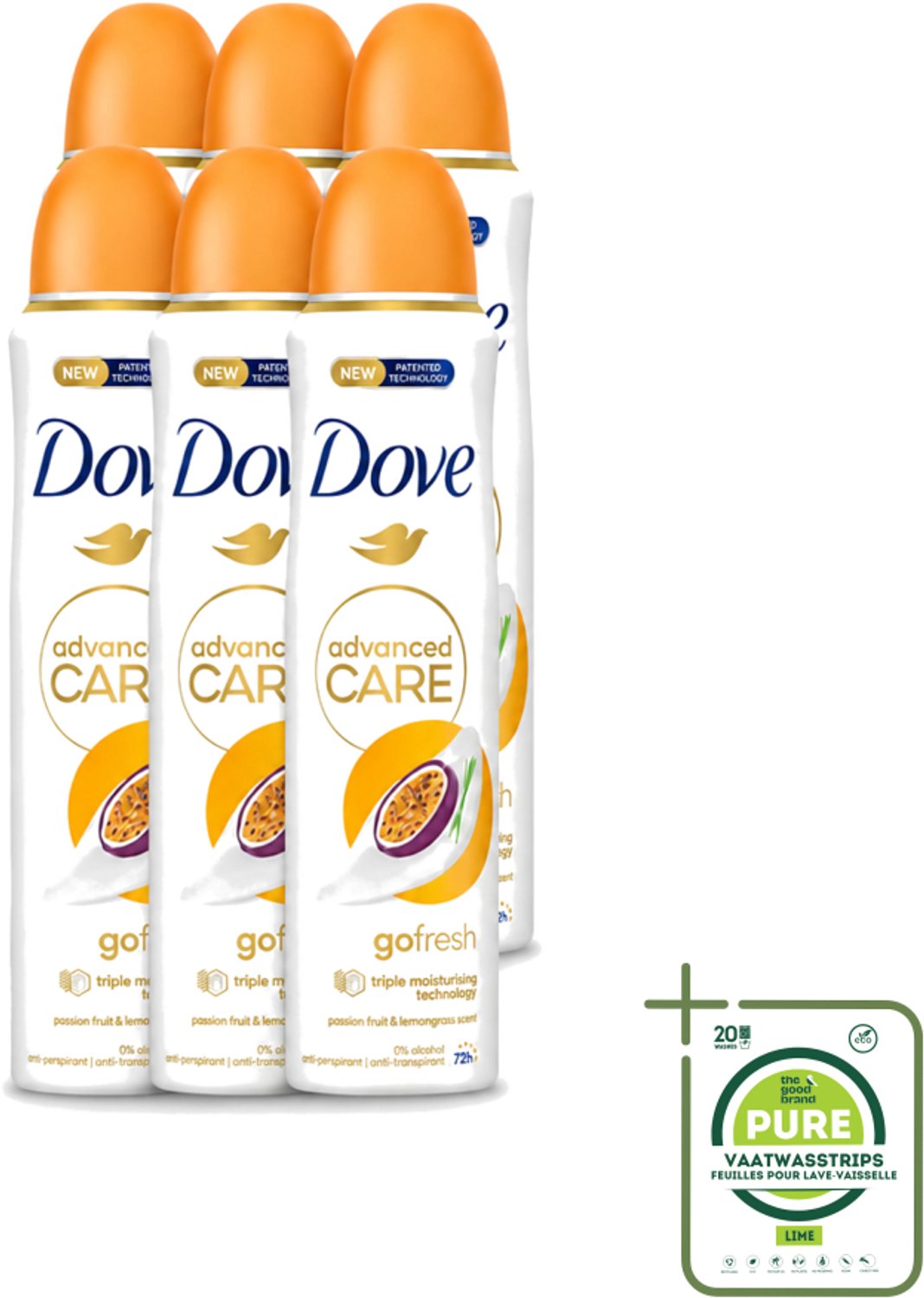 6 x Dove – Deodorant Spray – Passion Fruit – 250 ml - Grootverpakking - Passievrucht Deodorant - Frisse Geur - Oksel Verzorging - Transpiratiegeur - Mild Voor Huid