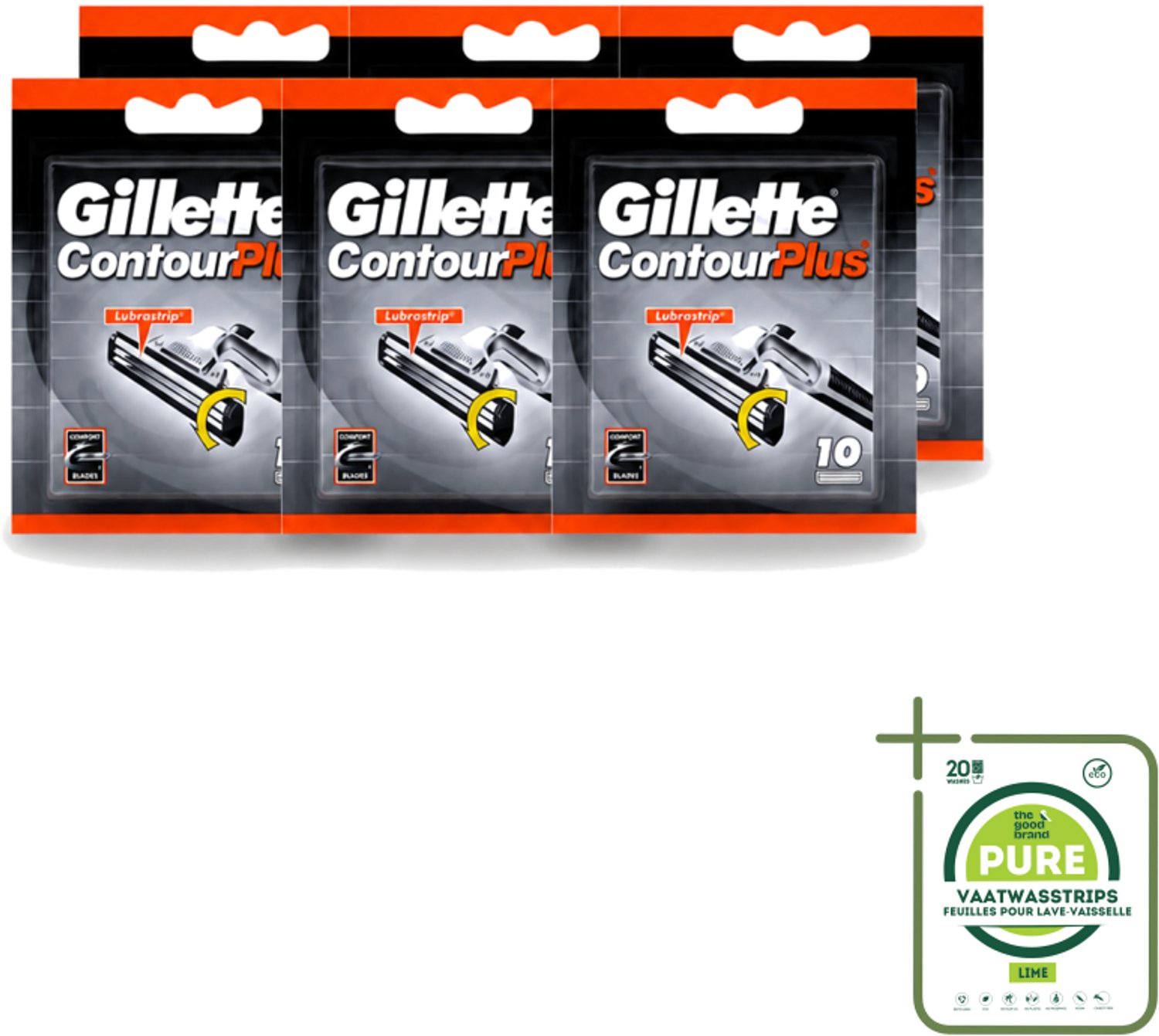 6 x Gillette Contour Plus – Wegwerpscheermesjes – 10 mesjes - Grootverpakking - Scheermesjes - Scheermes - Scheerbeurt - Huidcomfort - Flexibele Mesjes
