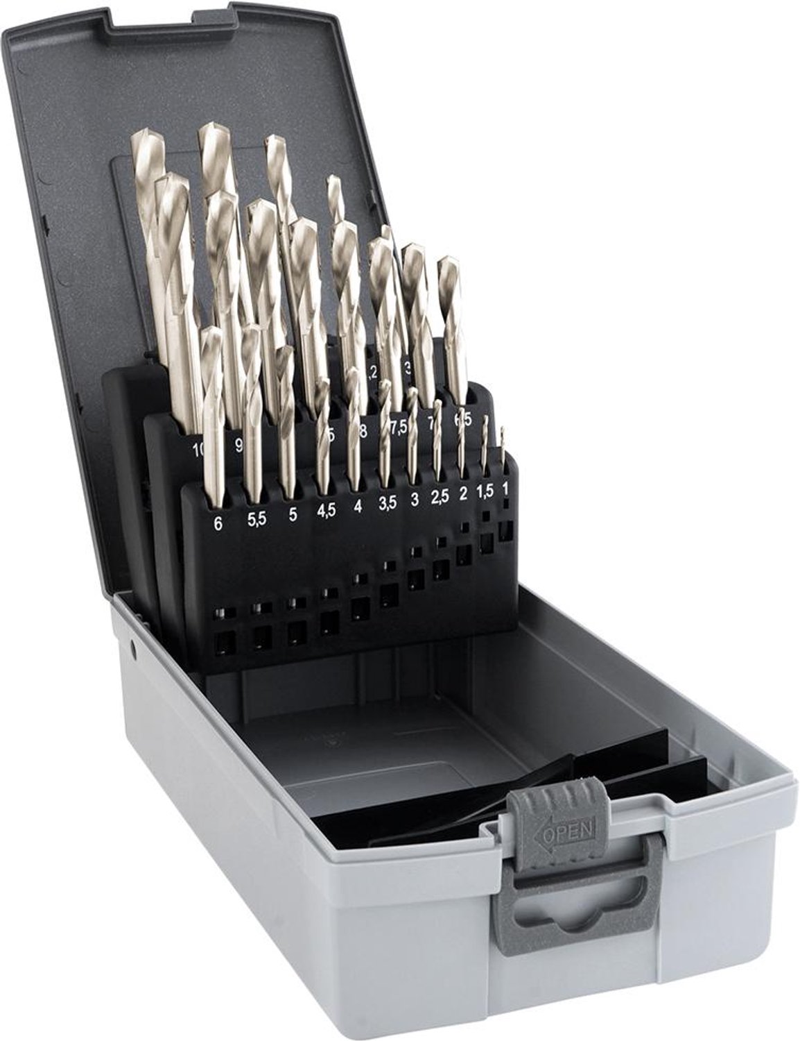 Boorset korte groef D338 HSS-Co8% Raptor1,0-10,5mm0,5mm stg. incl. kerngatboor GÜHRING