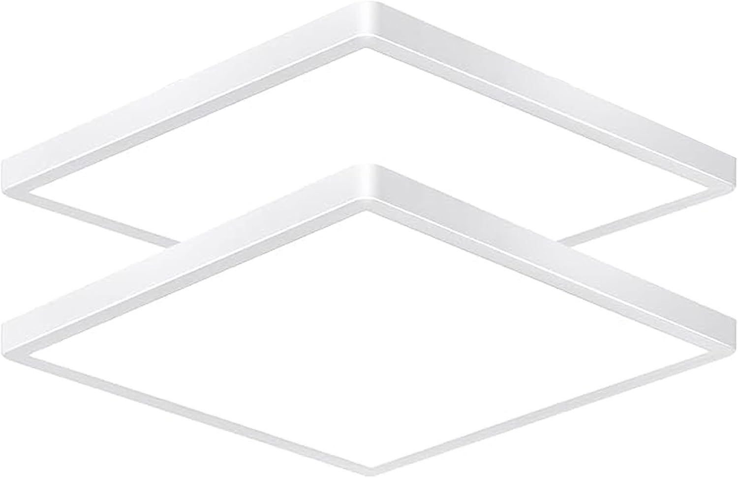 Led-plafondlamp, vierkant, 24 W, 5000 K, 2400 lm, ideaal voor badkamer, slaapkamer, woonkamer, keuken, kelder, balkon - ShopVlot