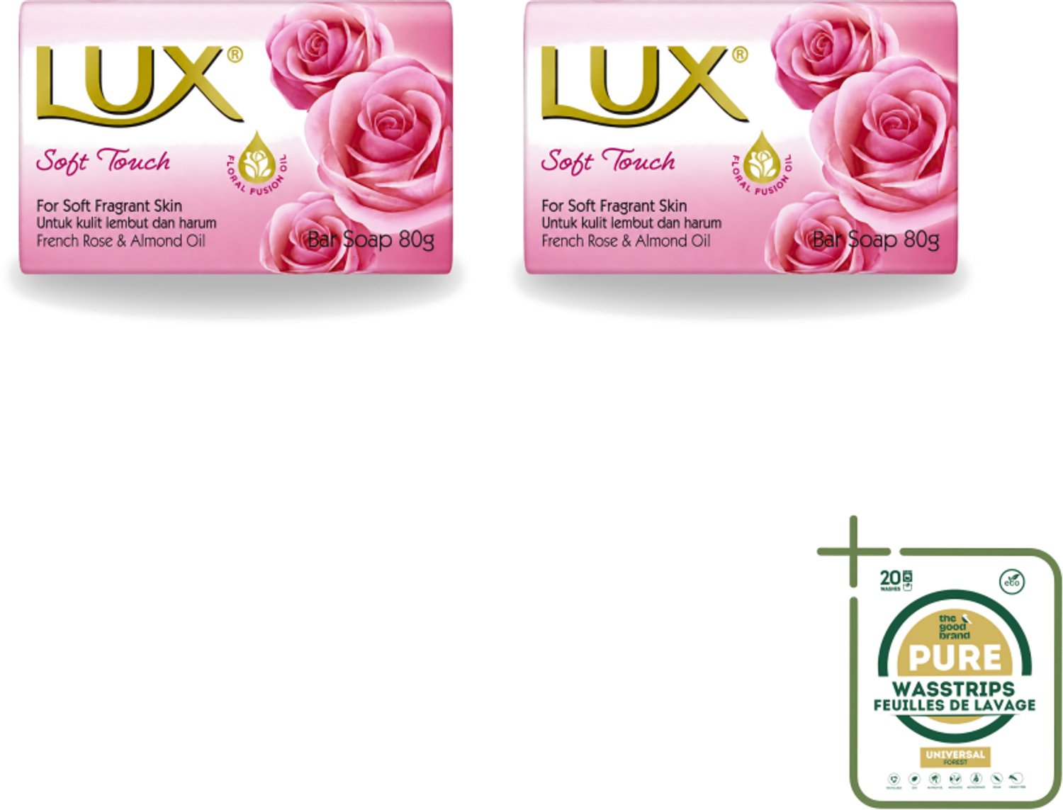 2 x Lux - Zeep - Soft Touch - Hydraterend - Voor Geurige Huid - 80 g - Wasstrips - Zeep - Zijdezachte Huid - Hydraterende Zeep - Geurige Huid - Reinigingszeep