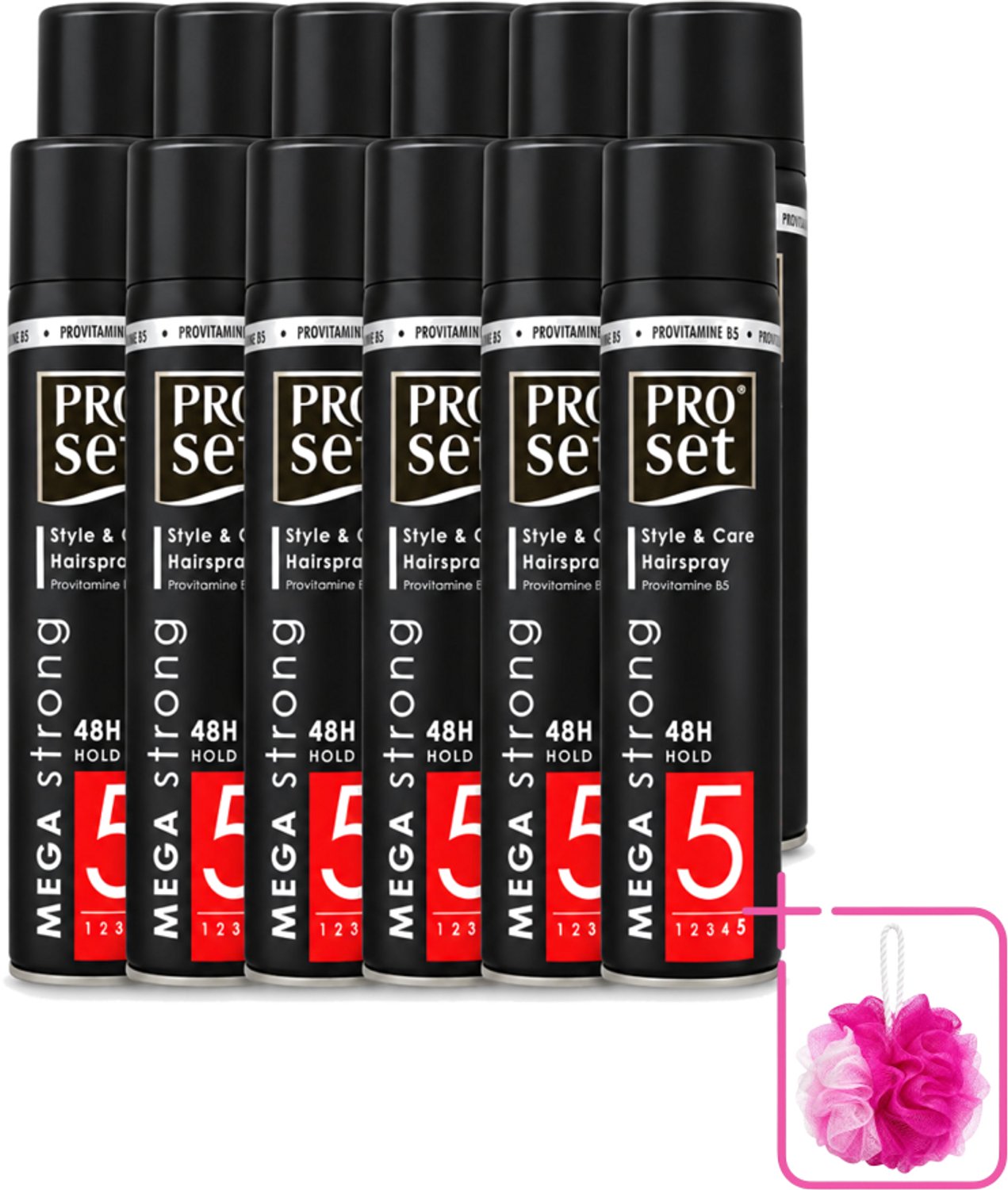 12 x Proset - Haarspray - Mega Strong - 48 uur Werking - 300 ml - Bulkverpakking - Haarspray - Douchemop - Sterk haarspray