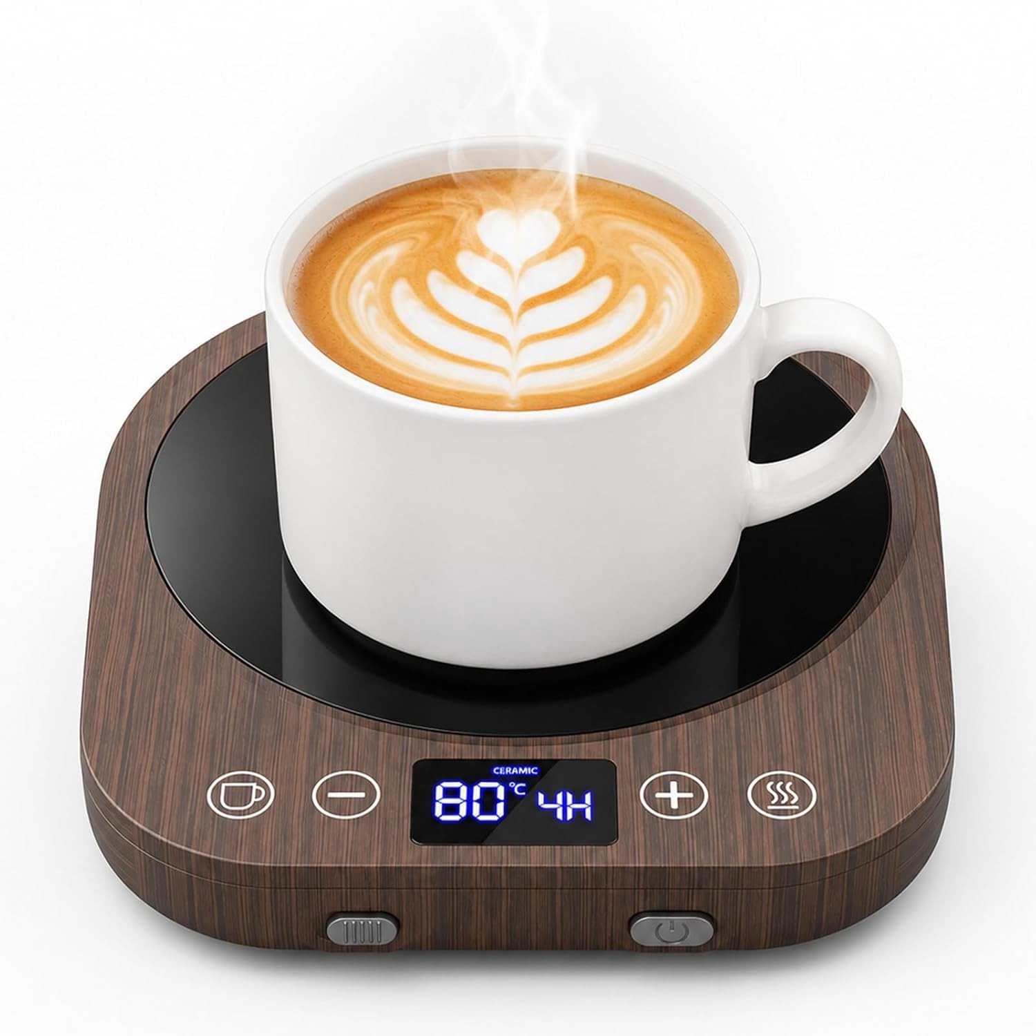 Koffiewarmer - Houtnerf - - Elektrische Bekerwarmer met 9 Temperatuurinstellingen - Voor Koffie, Thee en Cacao
