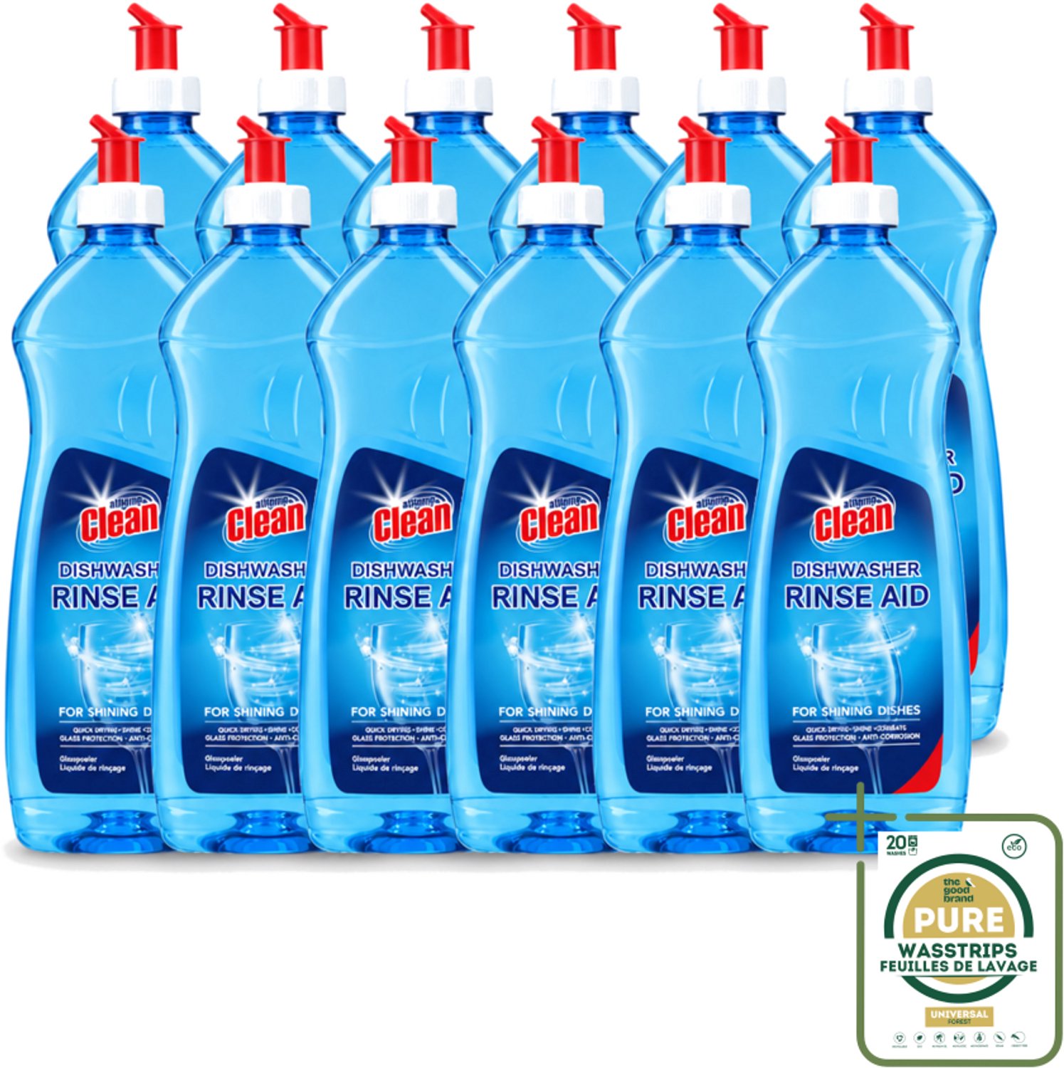 12 x At Home - Clean - Vaatwasser Glansspoelmiddel - Glasbeschermend - 500 ml - Vaatwasser Glansspoelmiddel - Glansspoelmiddel Vaatwasser - Glasbeschermend Vaatwasser - Vaatwasser Anti-corrosie - Vaatwasser Droogproces