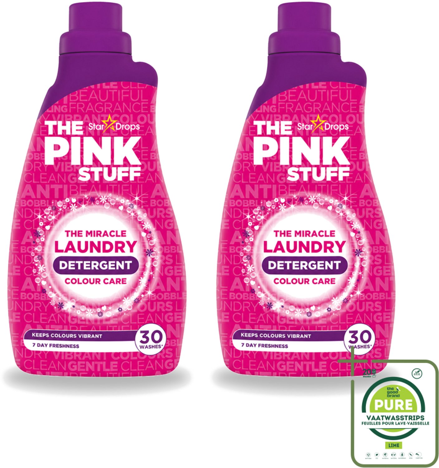 2 x The Pink Stuff - Wasgel - Gekleurde was - Wasmiddel - 30 Wasbeurten - 960ml - Grootverpakking - Vaatwasstrips - Wasmiddel - Wasgel - Kleur Behouden - Vlekken Verwijderen - Fris Ruiken