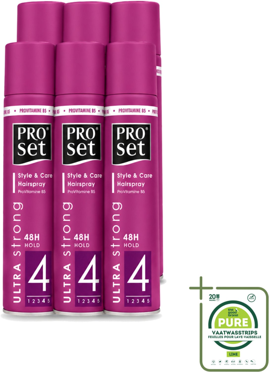 6 x Proset - Haarspray - Ultra Sterk - 48 uur Werking - 250 ml - Grootverpakking - Haarspray - Haarspray 48 Uur - Haarspray Met B5 - Haarspray Voor Langdurige Fixatie - Haarspray Voor Gezond Haar