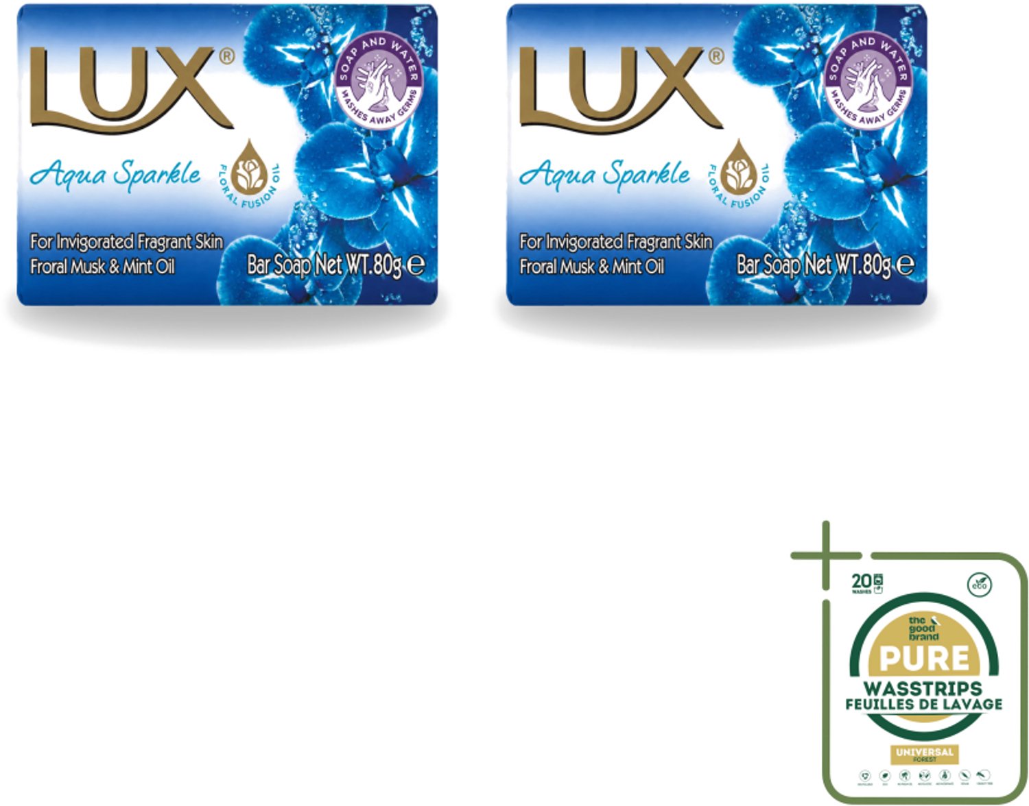 2 x Lux – Bar Soap – Aqua Sparkle – 80 g - Wasstrips - Zeeptablet - Aqua Sparkle - Reiniging - Huidverzorging - Frisse Geur