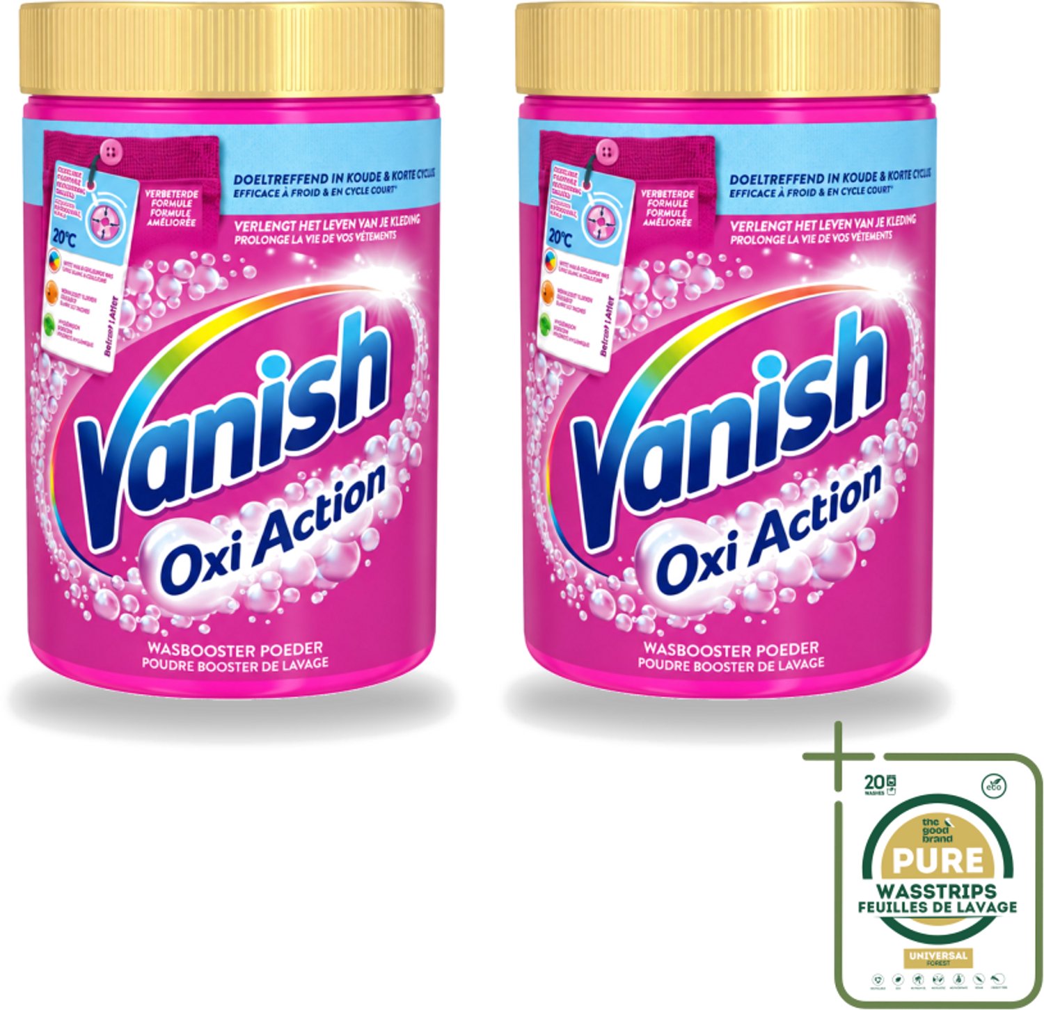 2 x Vanish – Wasbooster Poeder – Oxi Action Gekleurde & Witte Was – 710 g - Wasstrips - Wasbooster Poeder - Vlekverwijderaar - Bleekvrije Was - Zuurstofwas - Vlekverwijdering