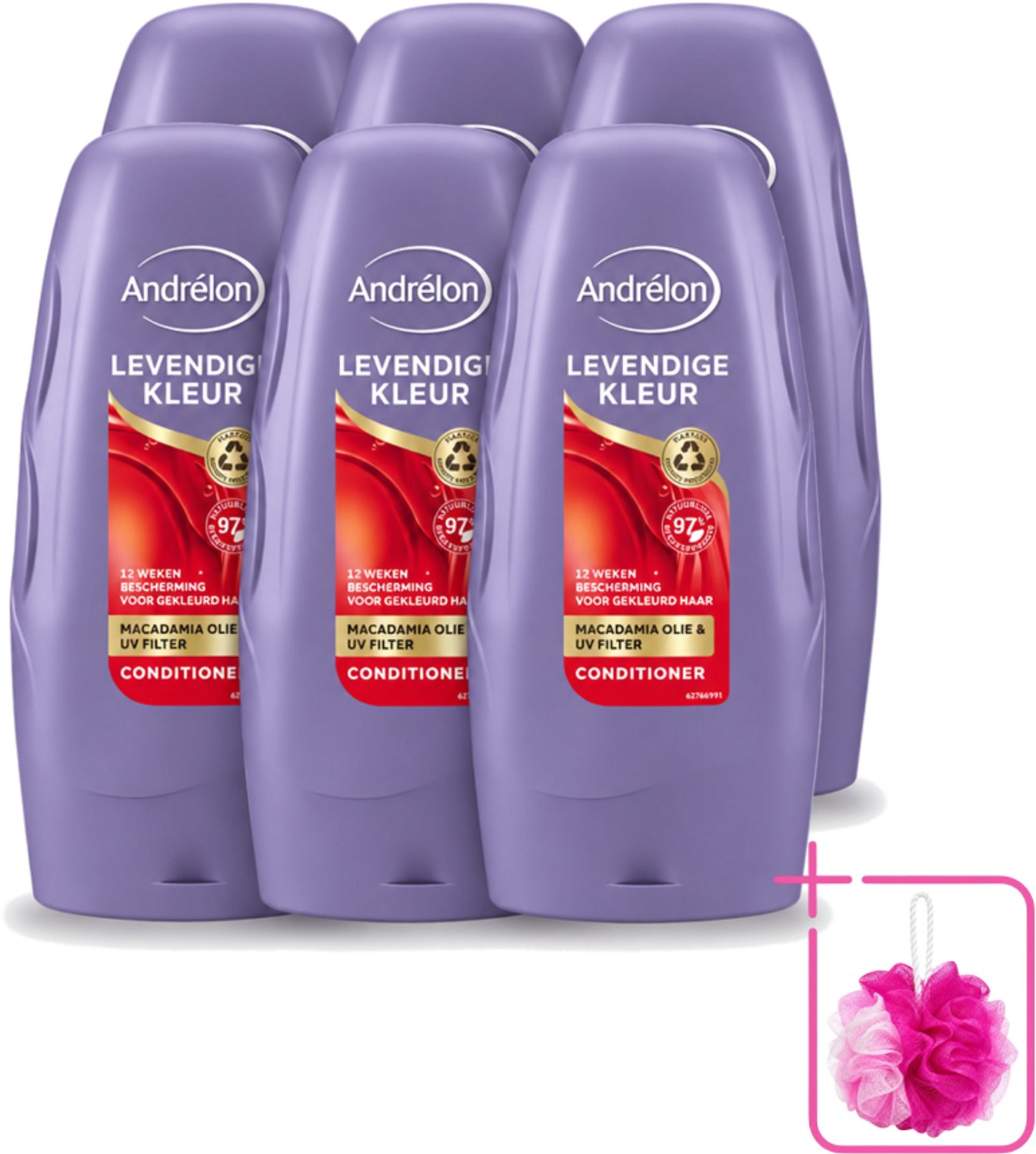 6 x Andrélon - Levendige Kleur - Conditioner - Kleurbehoud - 250 ml - Bulkverpakking - Gekleurd haar - Douchemop - Kleurbehoud