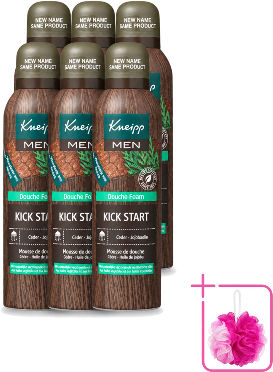 6 x Kneipp - Douchefoam - Ceder & Jojobaolie - Verzorgend - Vegan - 200 ml - Bulkverpakking - Douchefoam - Douchemop - Ceder
