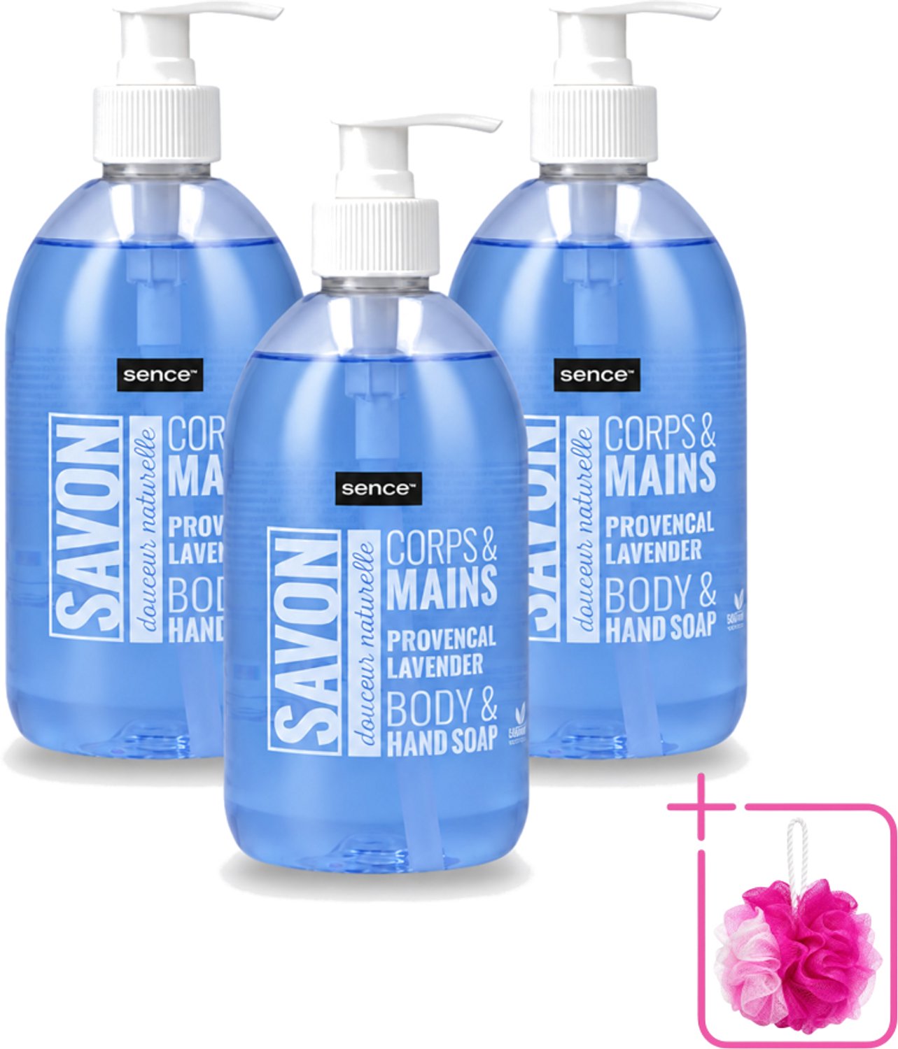 3 x Sence - Provencal Lavendel - Handzeep - Savon - 500 ml - Bulkverpakking - Handzeep - Douchemop - Lavendel