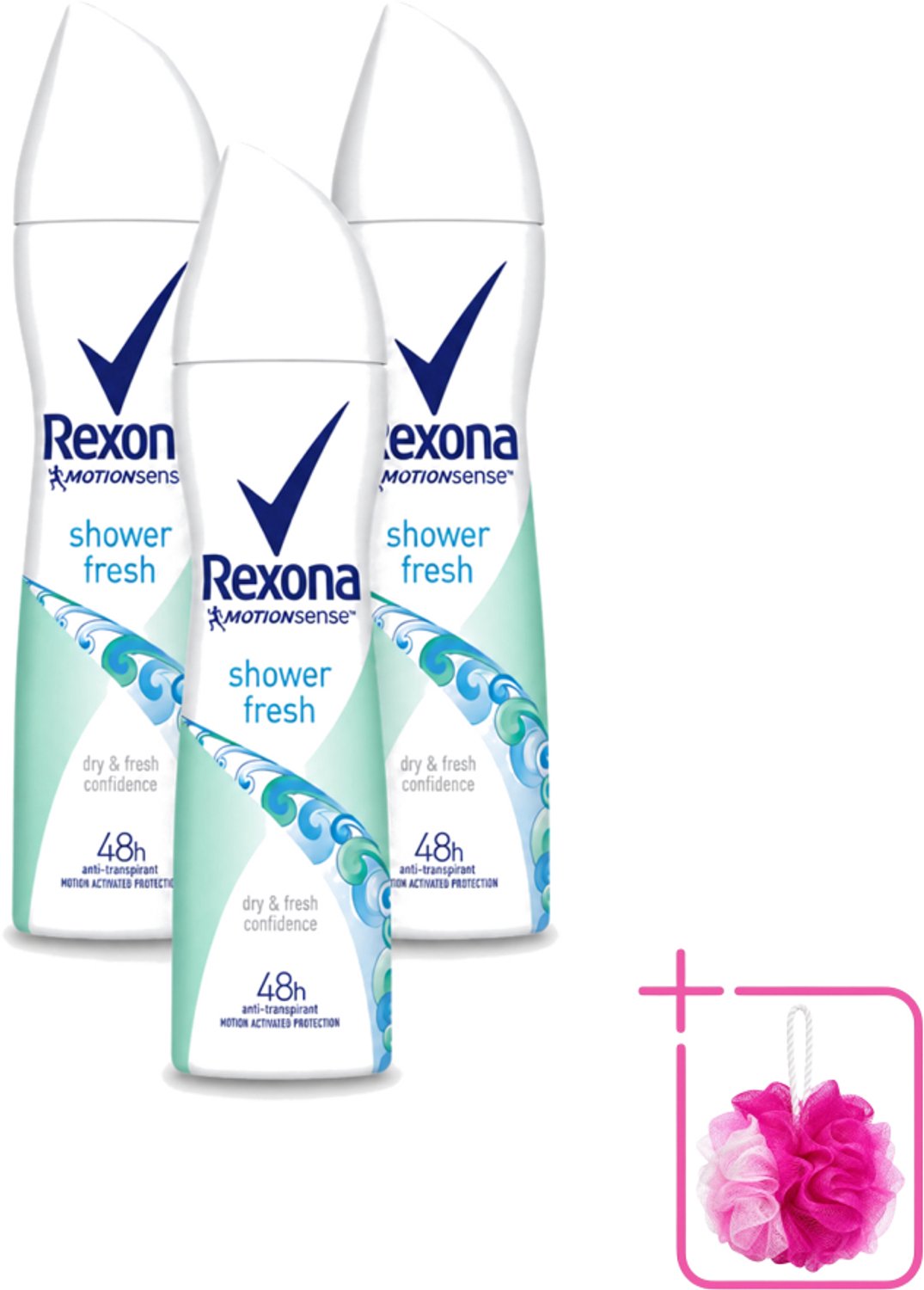 3 x Rexona - Shower Fresh - Deodorant Spray - Anti-transpirant - 150 ml - Bulkverpakking - Deodorant spray - Zweetvermindering