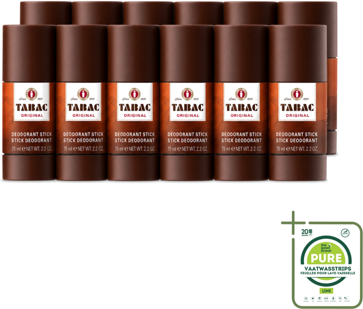 12 x Tabac Original - Deodorant Stick - Langdurige frisheid - 75 ml - Grootverpakking - Deodorant Stok - Zweetvervoeging - Geur - Mannelijke Geur - Frisheid